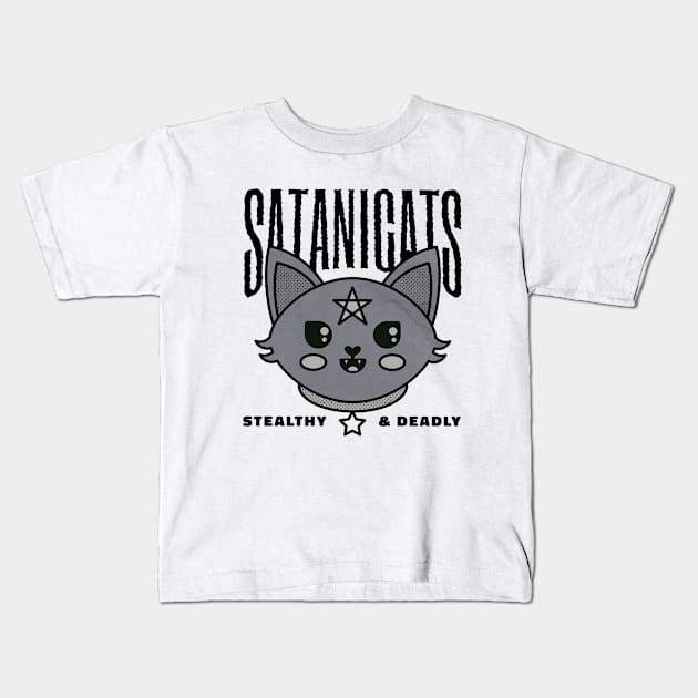 Satanic cat modern witch Kids T-Shirt by Picasso_design1995